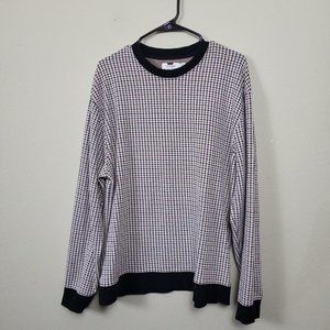 Topman Men's Size L Pullover Crewneck Sweater Black And Gold Houndstooth Print
